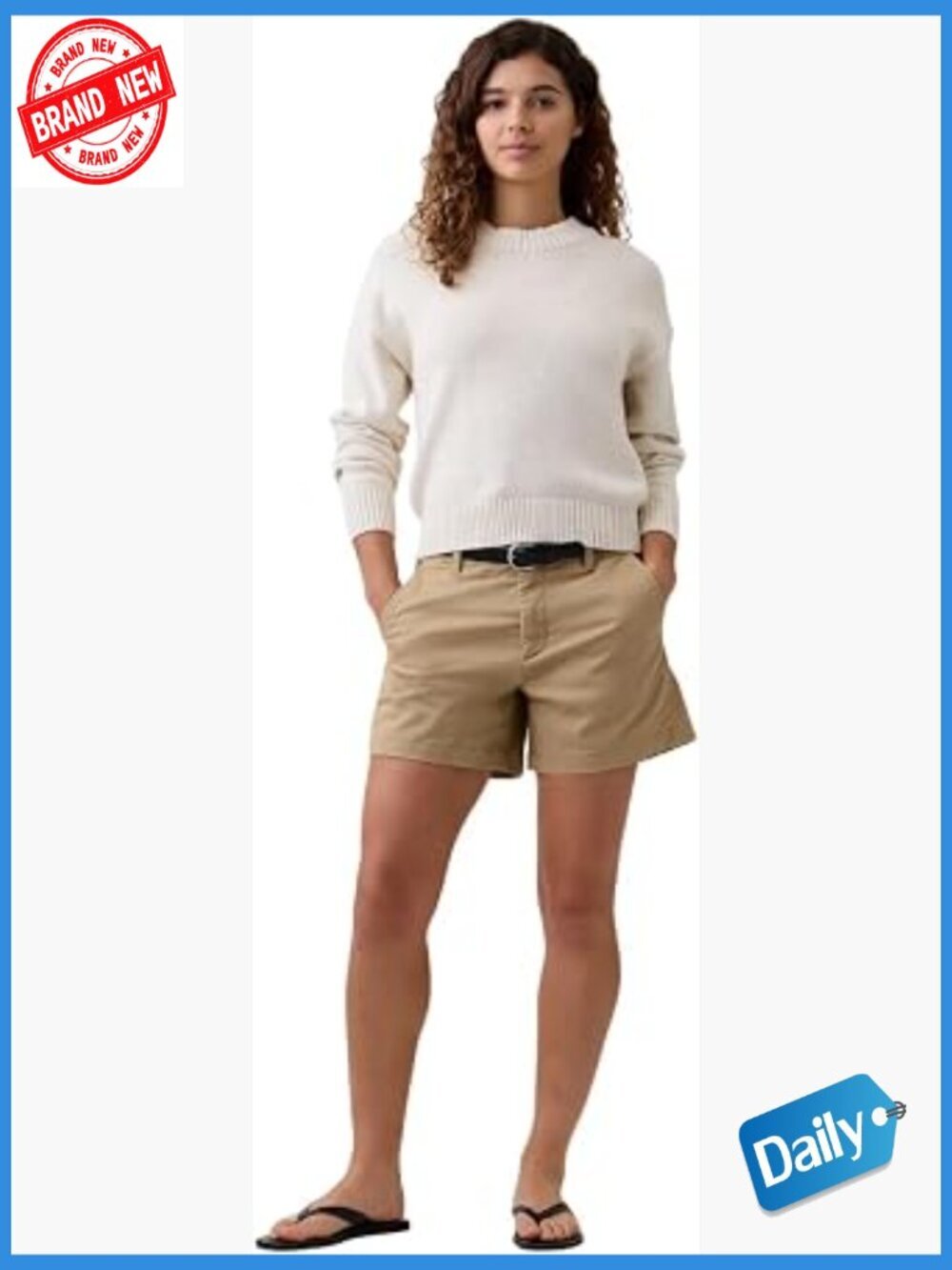 Loose Fit Cotton Blend Mid Rise Pull On Shorts